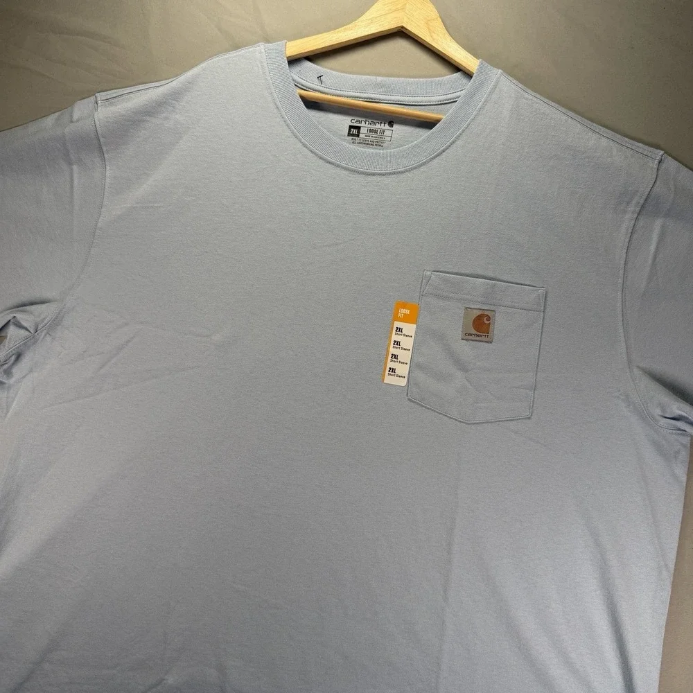 Carhartt Pocket T Shirt Mens 2XL Blue Short Sleeve Work Loose Fit Cotton NWT - Picture 2 of 9
